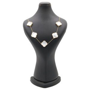 گردنبند ونکلیف پنج گل سنگ سفید