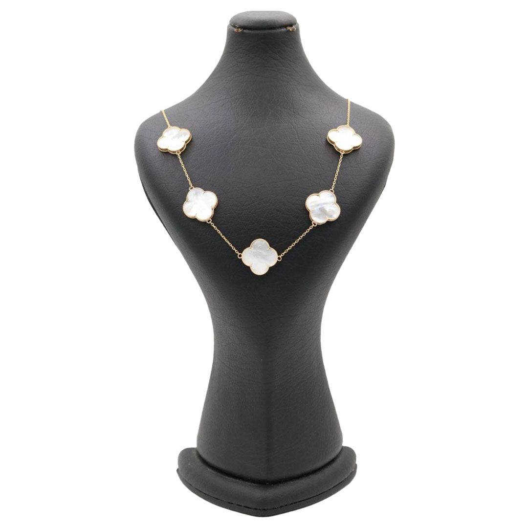 گردنبند ونکلیف پنج گل سنگ سفید